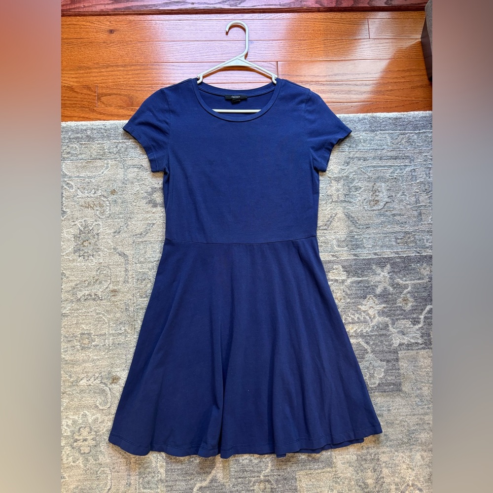Forever 21 Blue A-Line Mini Dress Crew Neck Short Sleeve